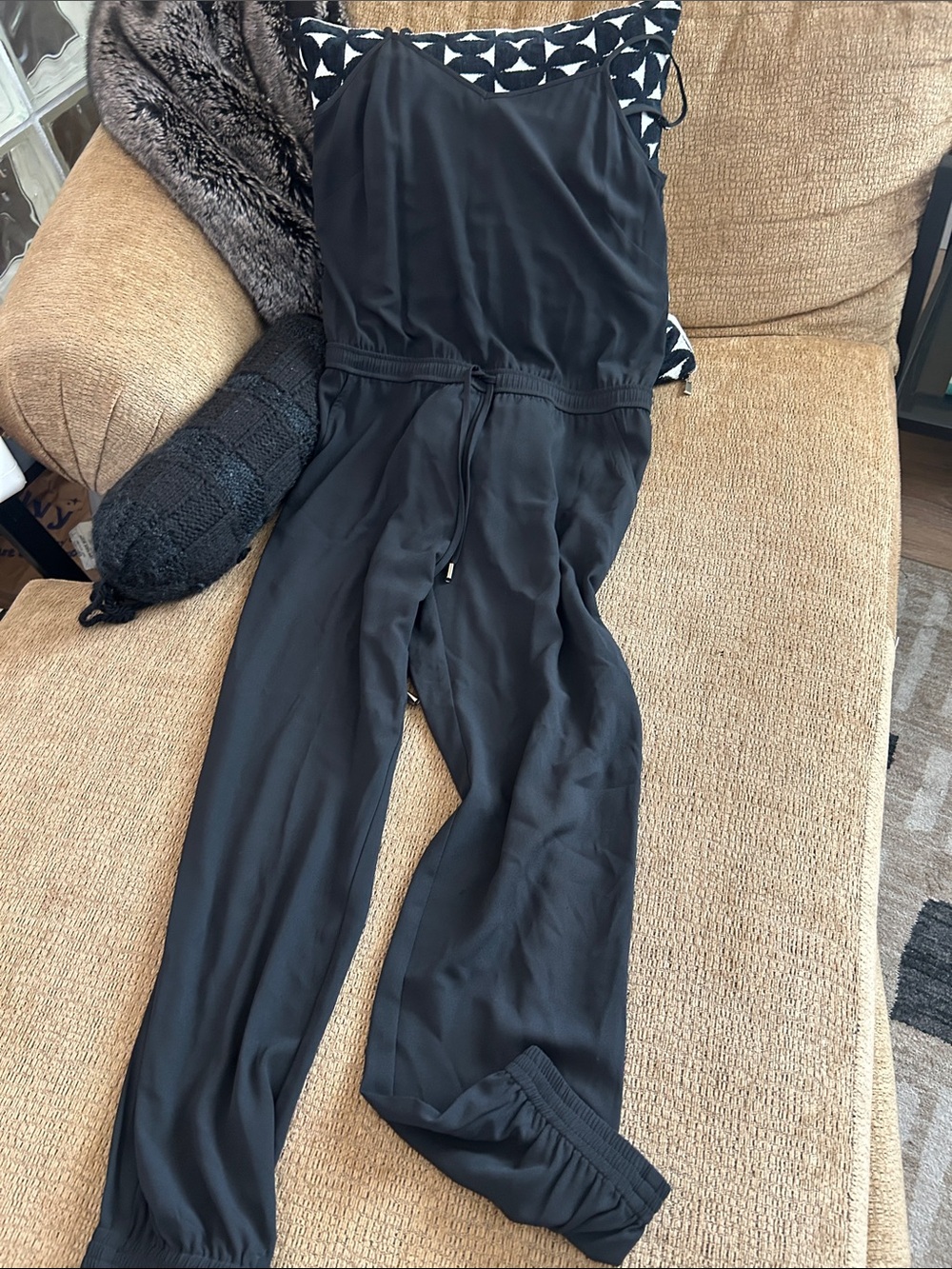 Women’s Black Jumpsuit with Drawstring Waist